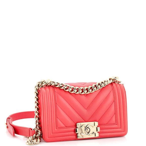 Chanel Boy Flap Bag Chevron Calfskin Small Pink - Picture 3 of 11